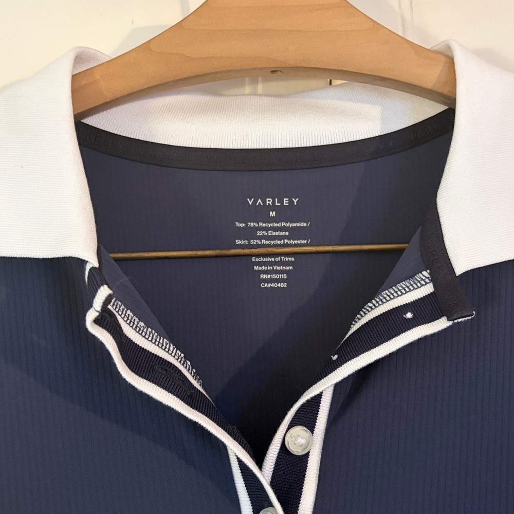 NWOT Varley paloma court dress 30” blue nights/white SZ M - Picture 7 of 12